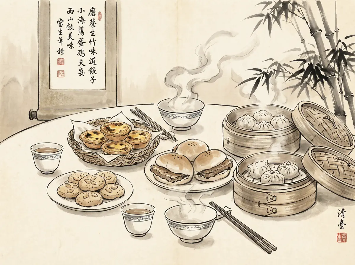 澳门金沙推荐澳门传统美食水墨画风格